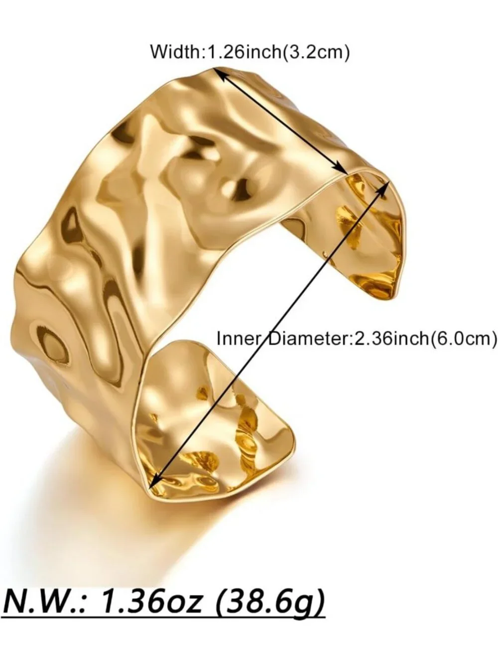 Stylish Wide Chunky Cuff Bangle Bracelet for Women - Gold & Silver Options
